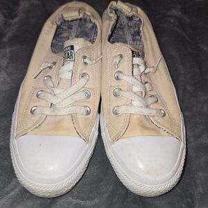 CONVERSE (Size 9) Beige Canvas Sneakers with Patterned Insole Slip On
